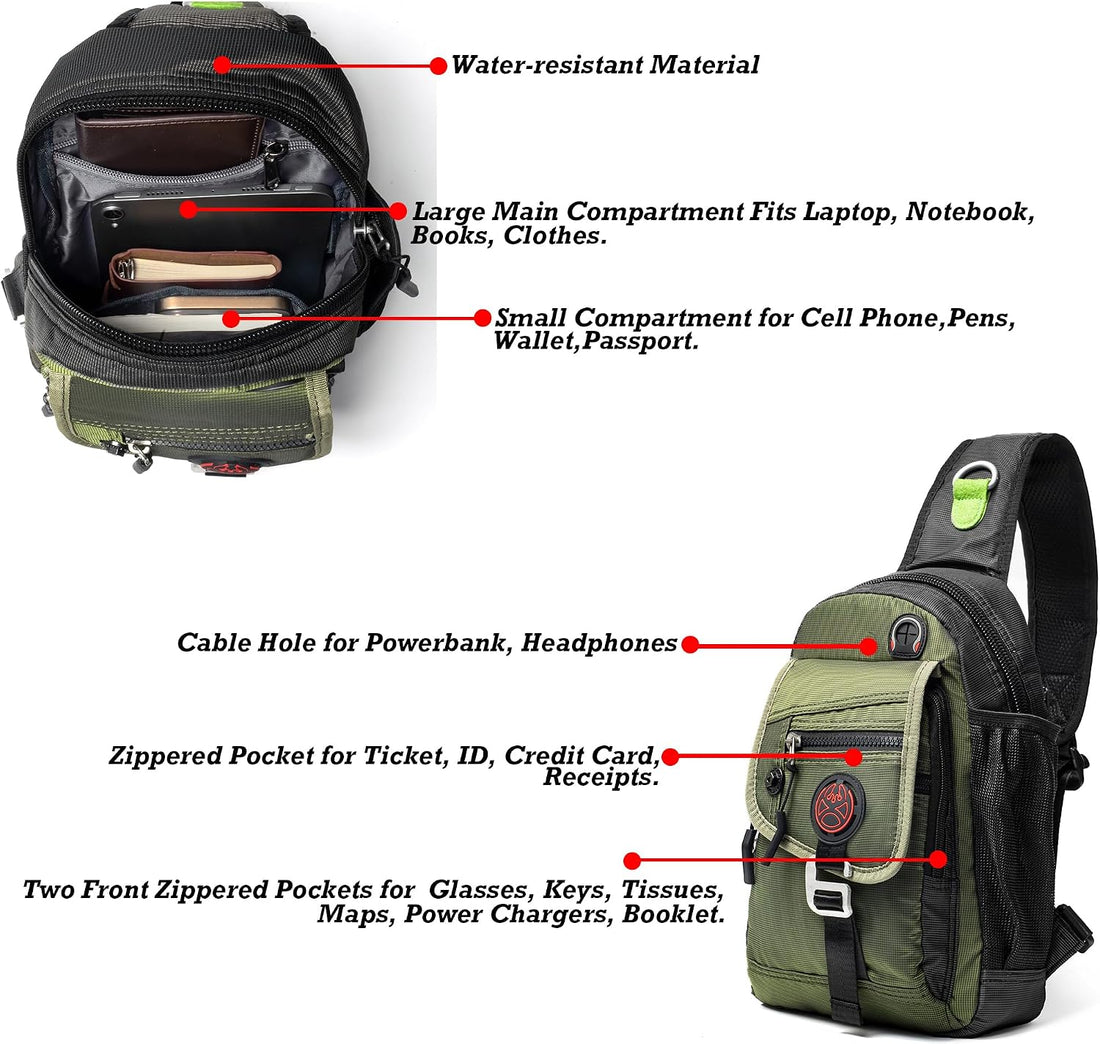 Sling Bag Chest Shoulder Backpack Crossbody Bags for Tablet Laptop Outdoor Hiking Men Women