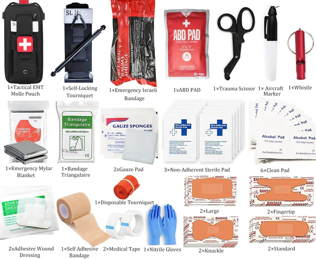 Med Kit Trauma Kit Bleeding Contral Pack, Emergency Survival First Aid Kits EMT IFAK Medical Kit for Severe Bleeding Control Military Camping and Hiking