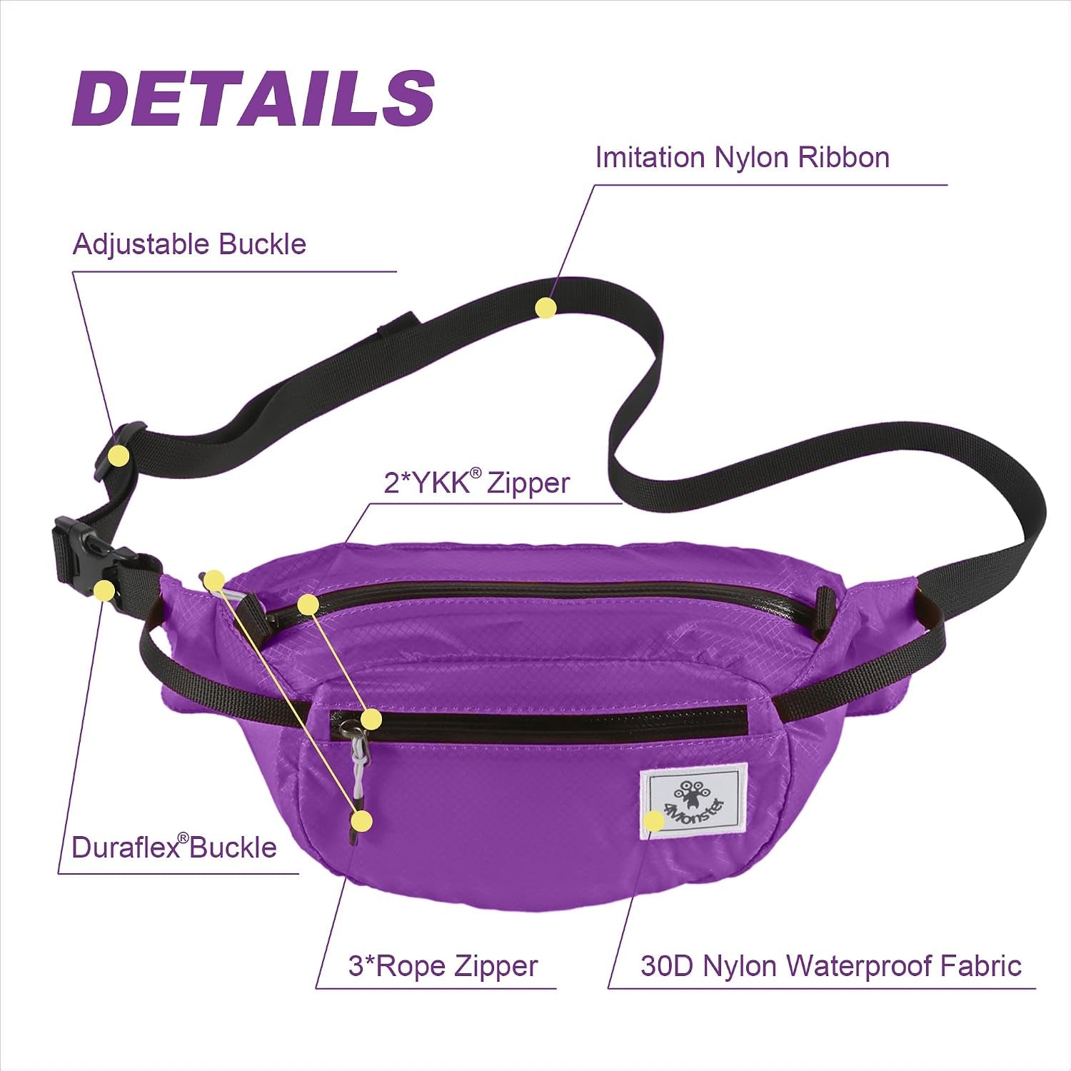 Hiking Waist Packs Portable,Water Resistant Fanny Bag with Adjustable Strap,Lightweight Crossbody Chest Bag Slim Bag