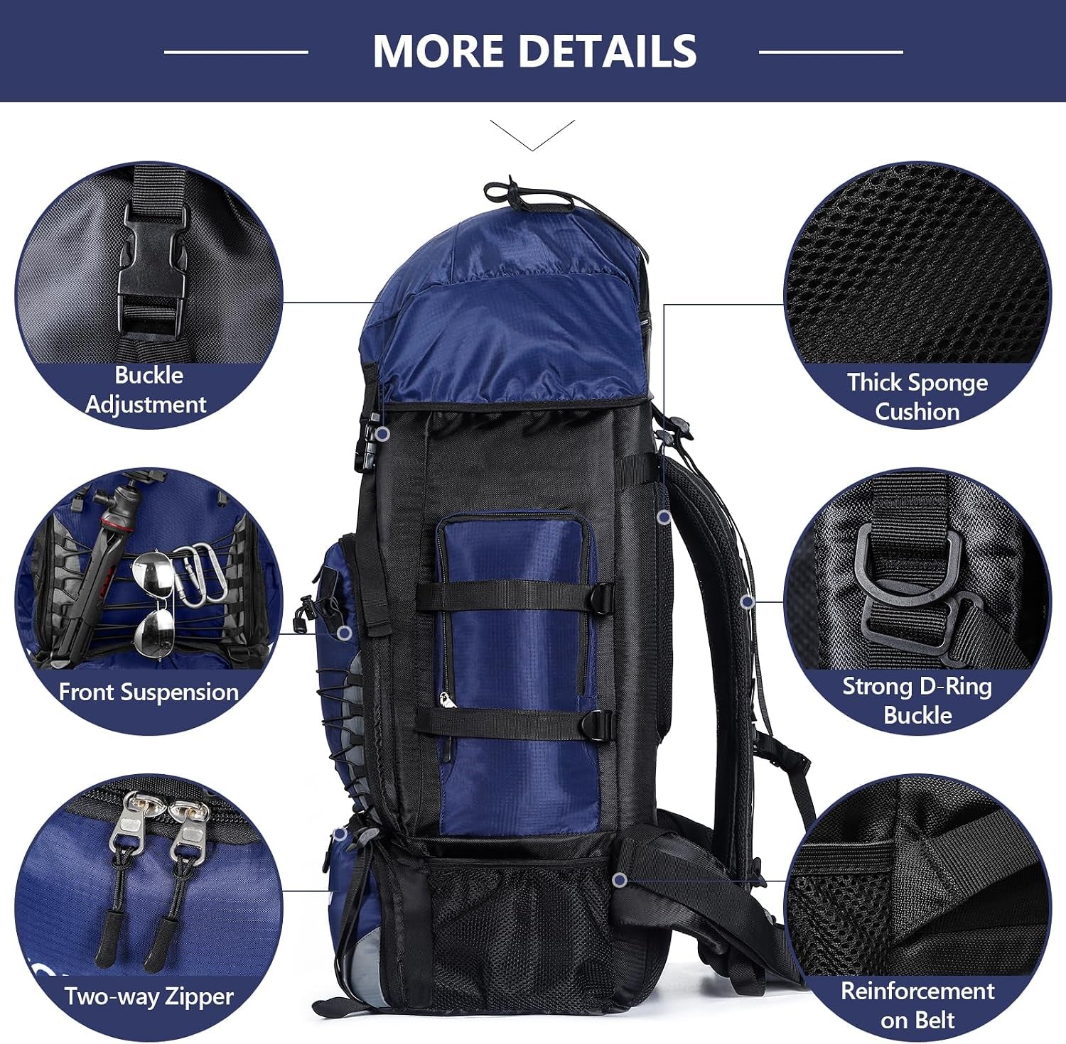 90L Hiking Backpack, Waterproof Camping Bag with Rain Cover, Lightweight Backpacking Back Pack