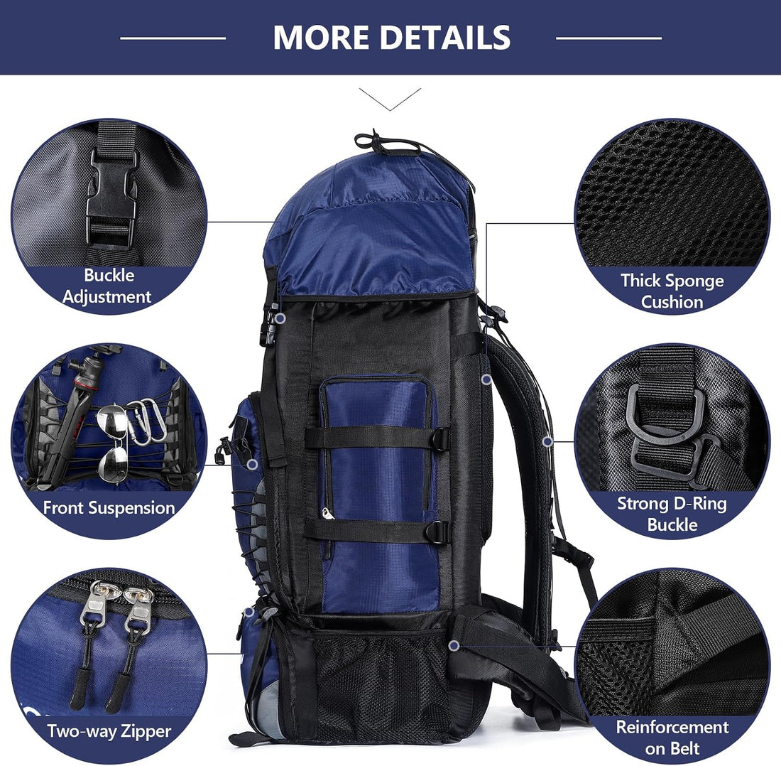 90L Hiking Backpack, Waterproof Camping Bag with Rain Cover, Lightweight Backpacking Back Pack