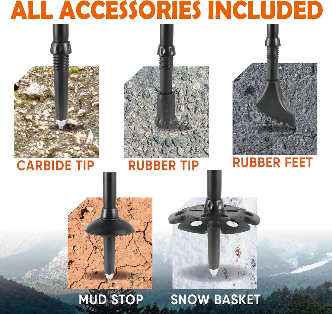 Trek-Z Cork Grip Collapsible Lightweight Hiking Trekking Poles | Adjustable Folding Aluminum Walking Stick for Men, Women and Seniors; Foldable, Retractable Staff for Travel and Balance
