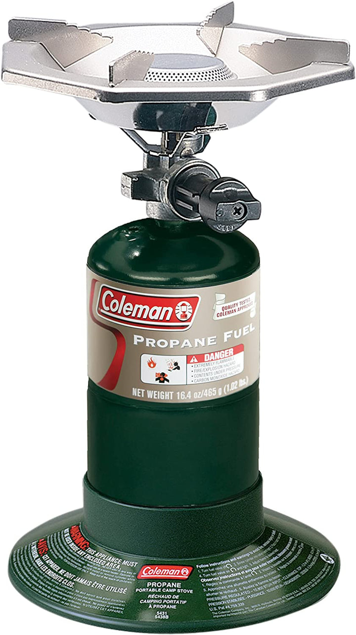 Coleman Bottletop Propane Stove with Adjustable Burner, Portable Camping/Backpacking Cooker with 7650 Btus of Power for Camping, Tailgating, Grilling, & More