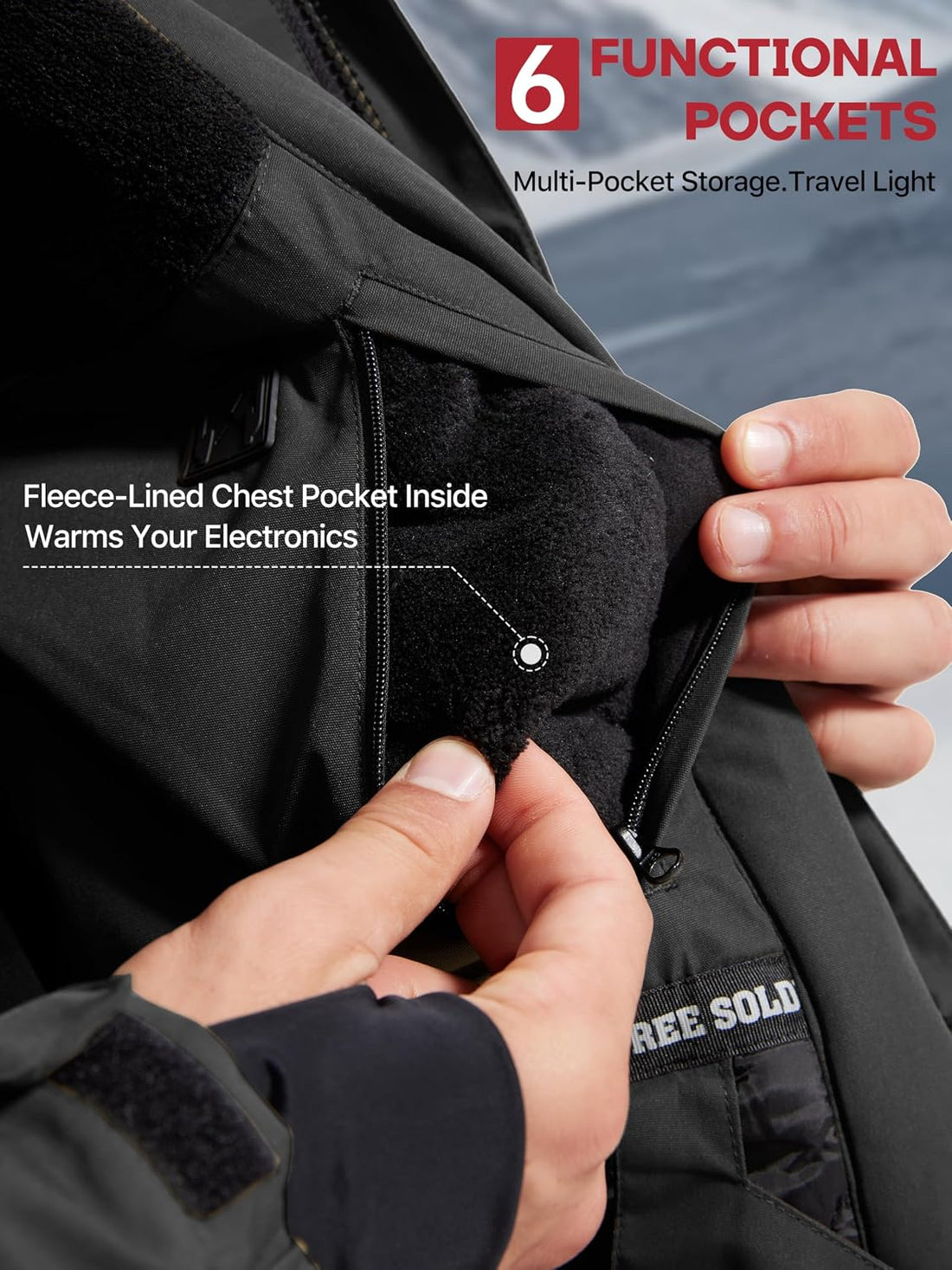 Men'S Waterproof Ski Snow Jacket Fleece Lined Warm Winter Rain Jacket with Hood Fully Taped Seams
