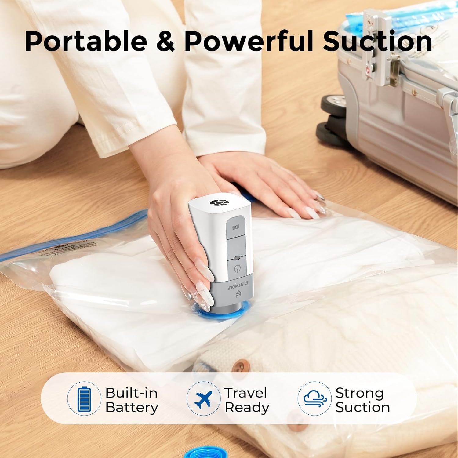 20 Combo Vacuum Storage Bags for Travel with Wireless Pump | Vacuum Seal Bags for Clothing Travel, Compression Packing Bags for Clothes and Blankets, Space Saver Bags in Carry-On Sizes