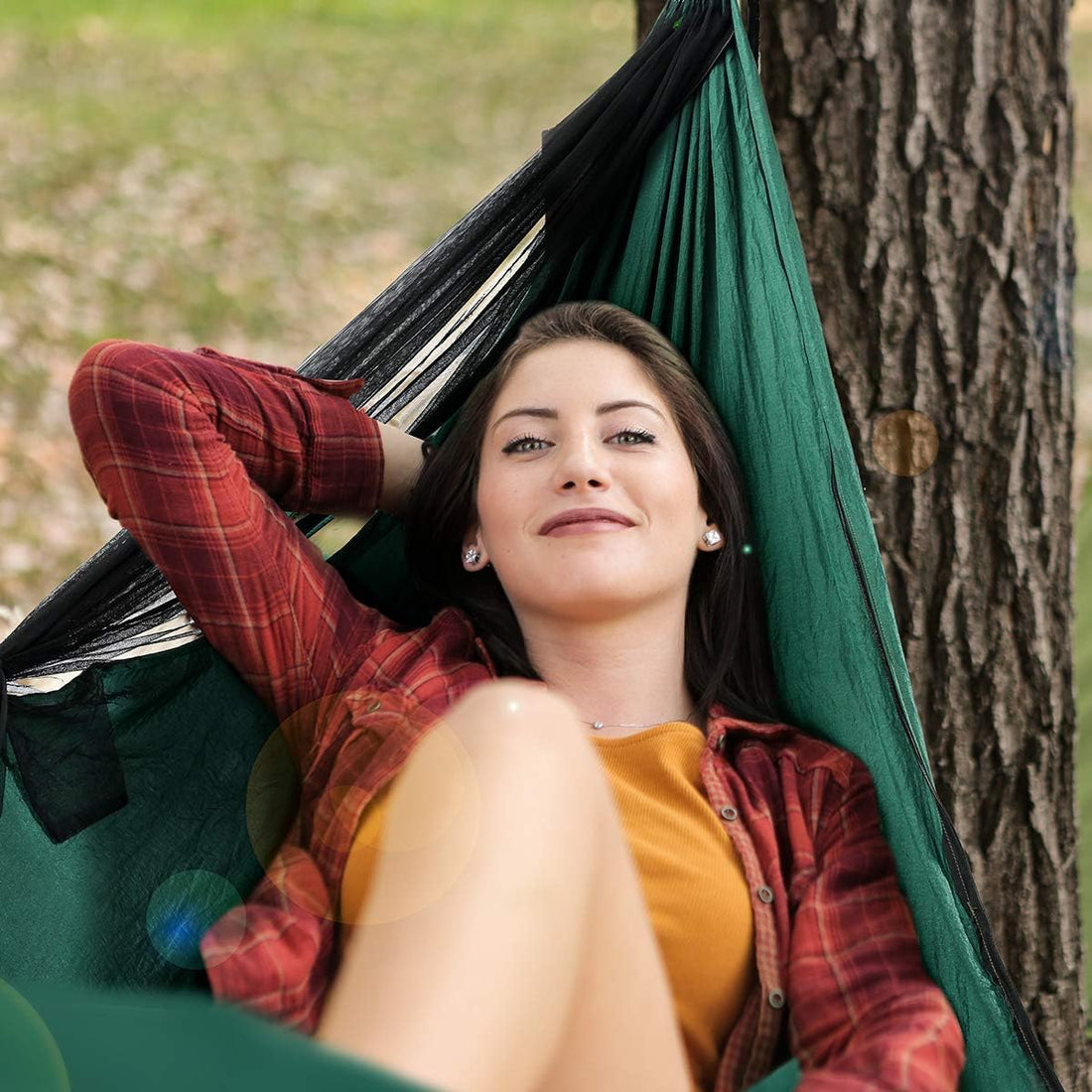 Camping Hammock, 772 Lbs Capacity Double Hammock - Dark Green | Lightweight Hammocks with Tree Straps & Carry Bag, Durable Parachute Nylon, Portable for Hiking, Backyard, Travel, Beach