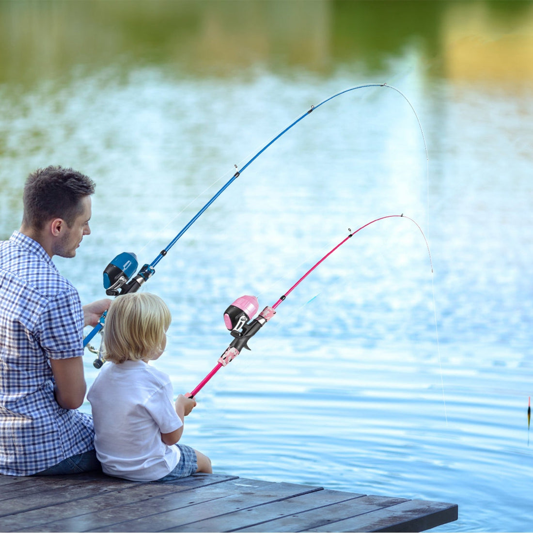 Kids Fishing Pole Set Fishing Starter Kit Telescopic Fishing Rod and Reel Combo Kit with Tackle Box 56Pcs Fishing Lures for Boys Girls