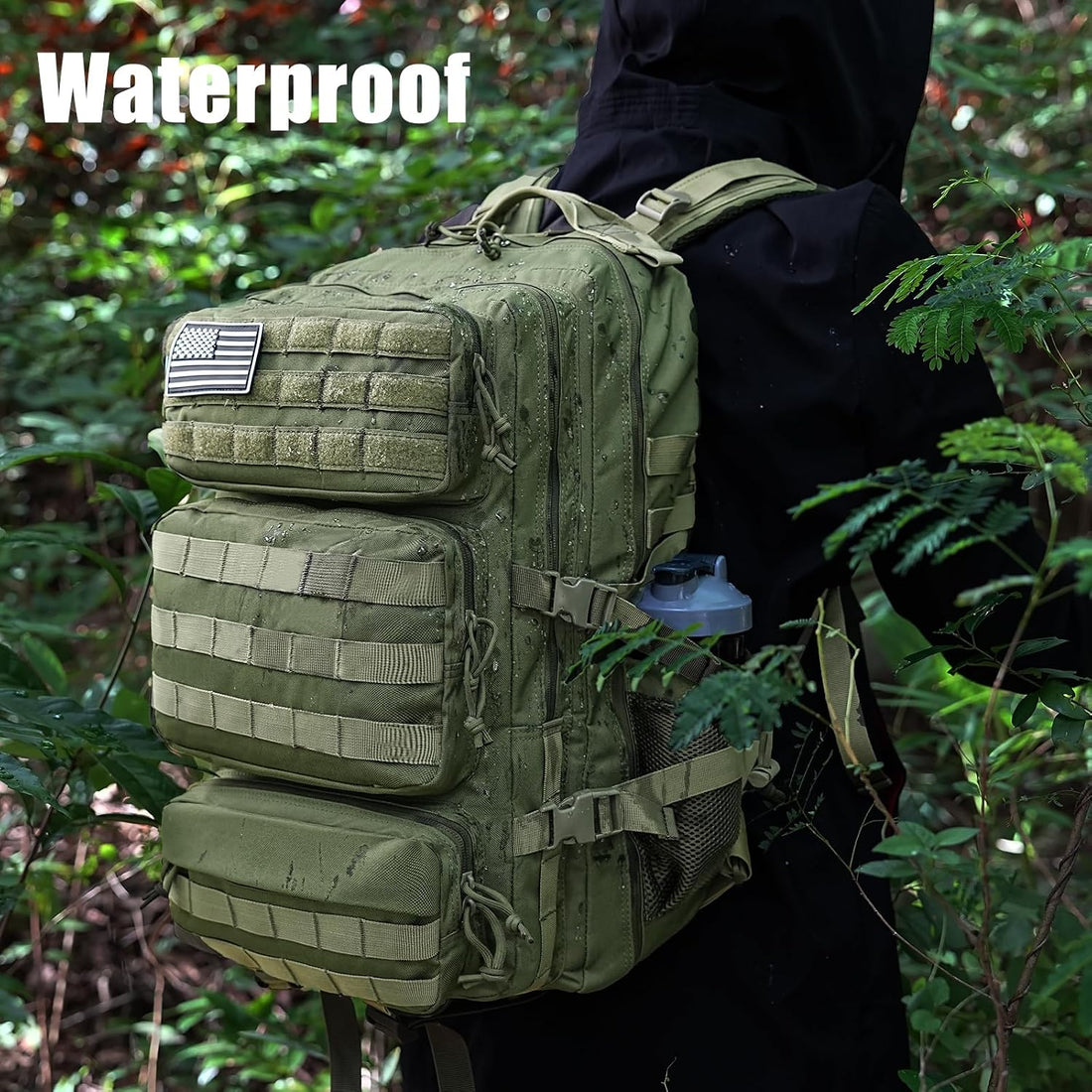 Military Tactical Backpack 50L Large Day Backpack for Men Molle Army 3 Days Assault Pack Bug Out Bag Water Resistant and Heavy Duty Hiking Treeking Rucksack - Dark Green