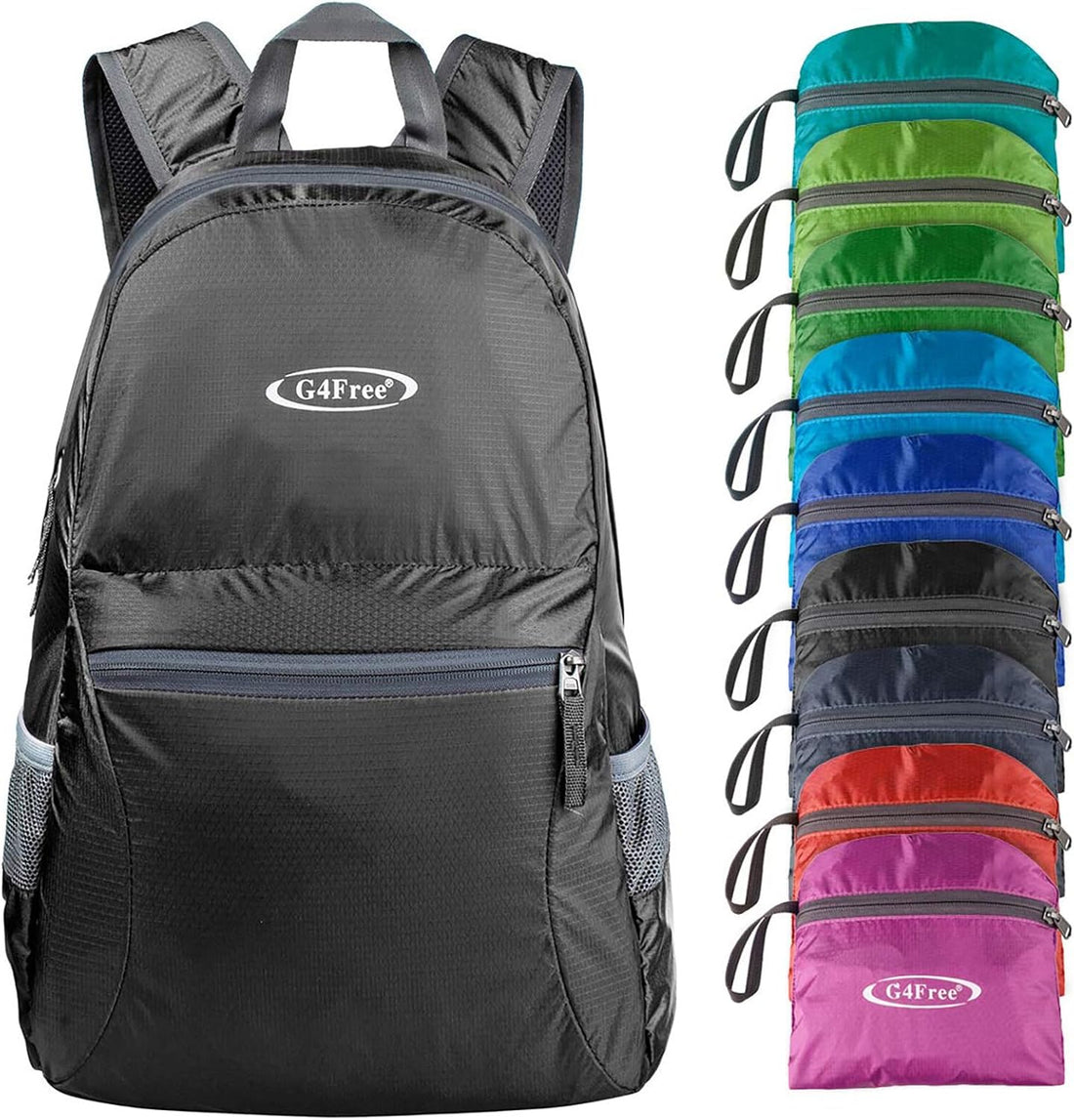 20L Small Packable Travel Hiking Backpack for Men Women | Lightweight Foldable Waterproof Daypack for Outdoor, Black