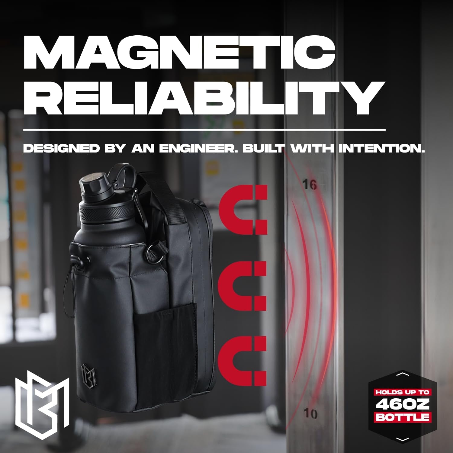 Magnetic Bottle Bag Sling Bag for Men and Women | Gym Bag for Gym, Travel, Work, and Sports | Keep Your Items off the Dirty Gym Floor with Magnetic Attachment (Black)