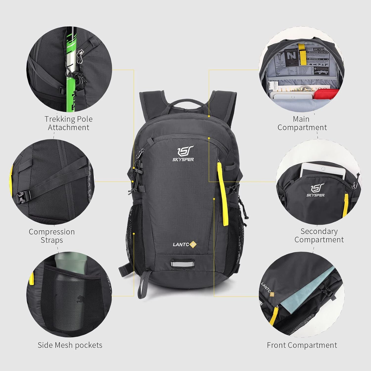 Small Hiking Backpack, 20L Lightweight Travel Backpacks Hiking Daypack Rucksack Women Men for Trekking Backpacking Outdoor Sports