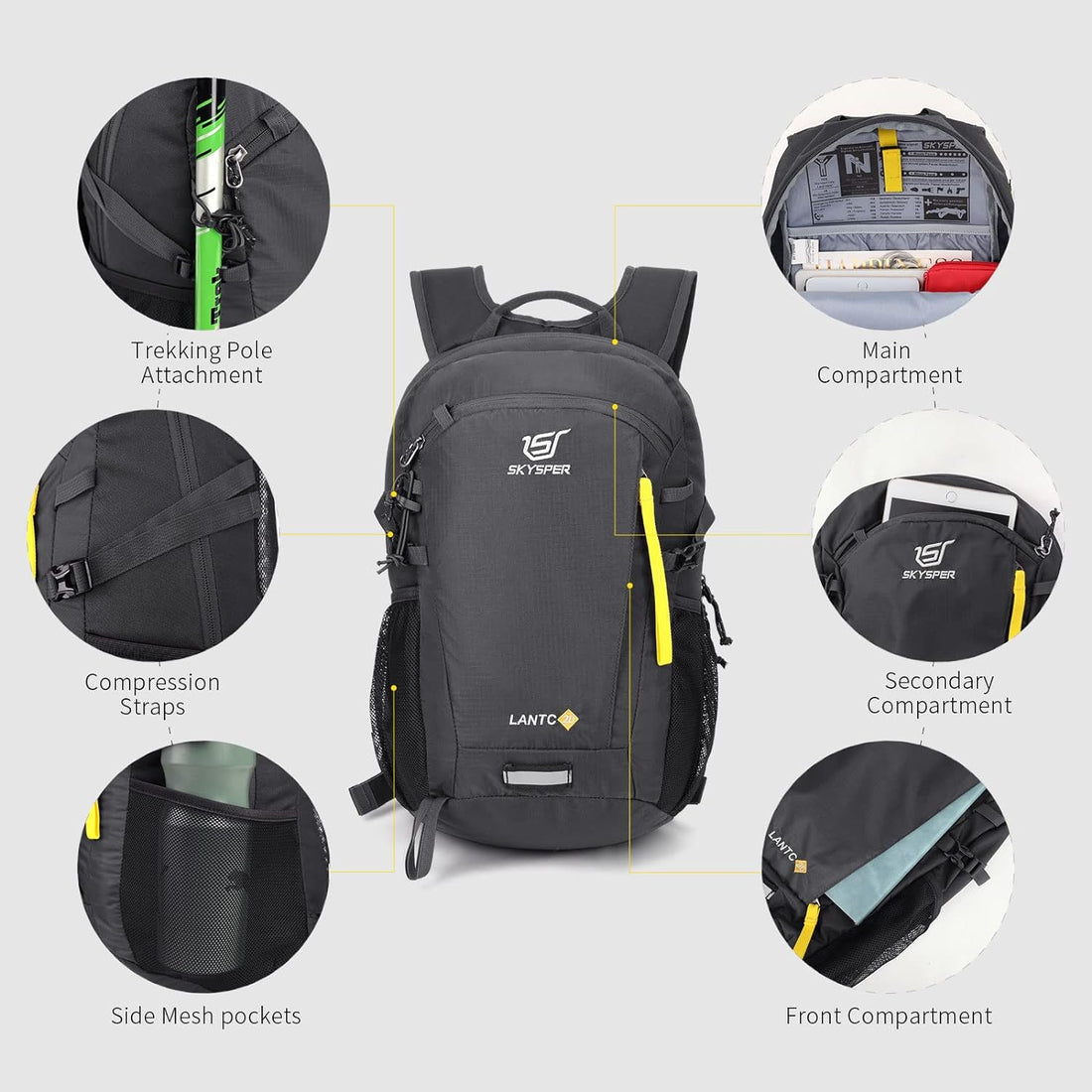 Small Hiking Backpack, 20L Lightweight Travel Backpacks Hiking Daypack Rucksack Women Men for Trekking Backpacking Outdoor Sports