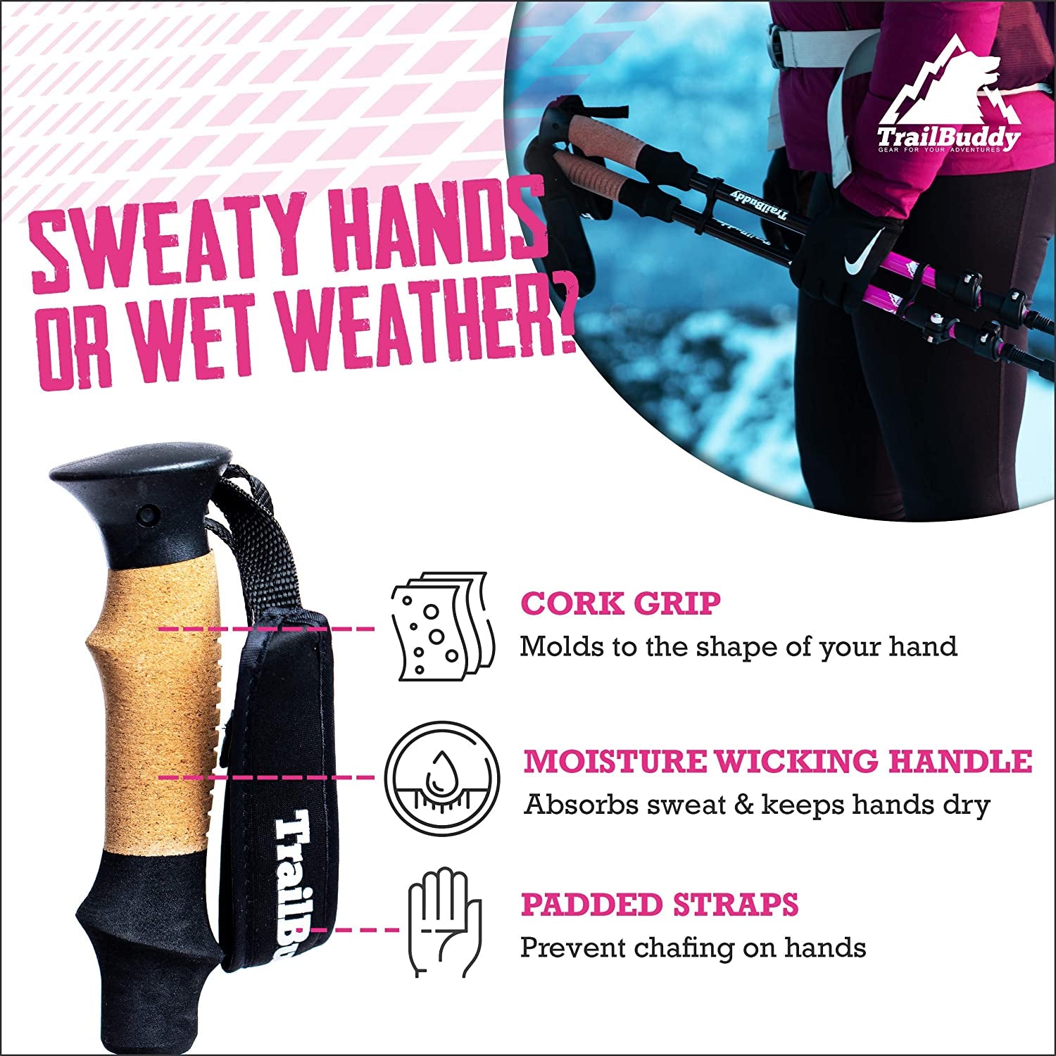 Trekking Poles – Lightweight 7075 Aluminum Hiking Poles for Women, Men & Seniors – Collapsible Walking Sticks for Travel, Trails & Balance
