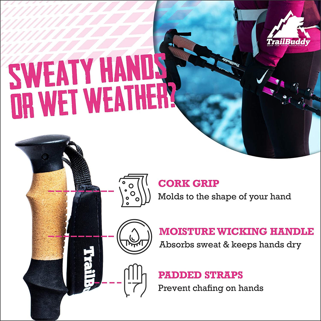 Trekking Poles – Lightweight 7075 Aluminum Hiking Poles for Women, Men & Seniors – Collapsible Walking Sticks for Travel, Trails & Balance