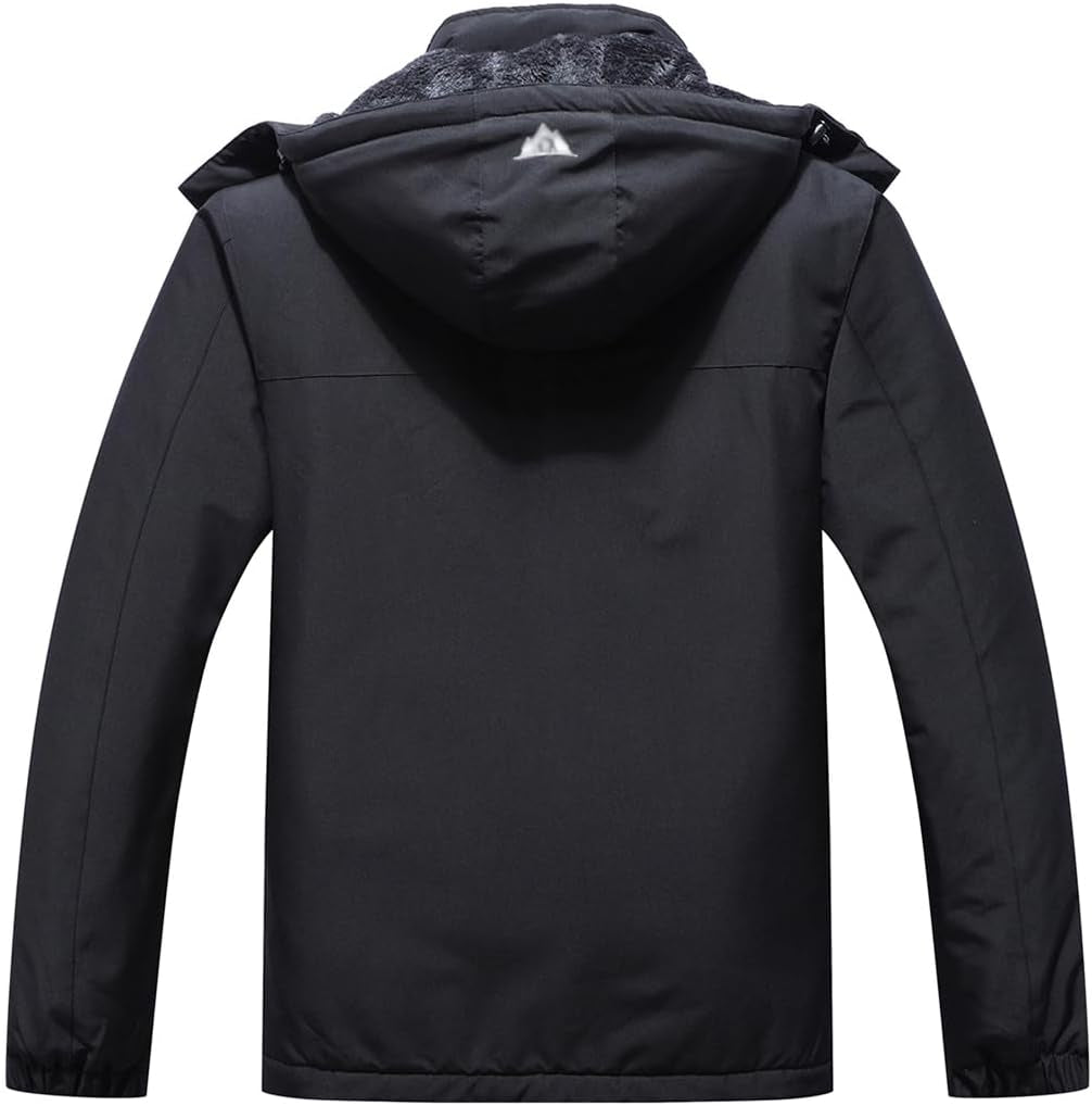Men'S Mountain Winter Coat | Warm Fleece Ski Snow Jacket Waterproof Raincoat with Hood