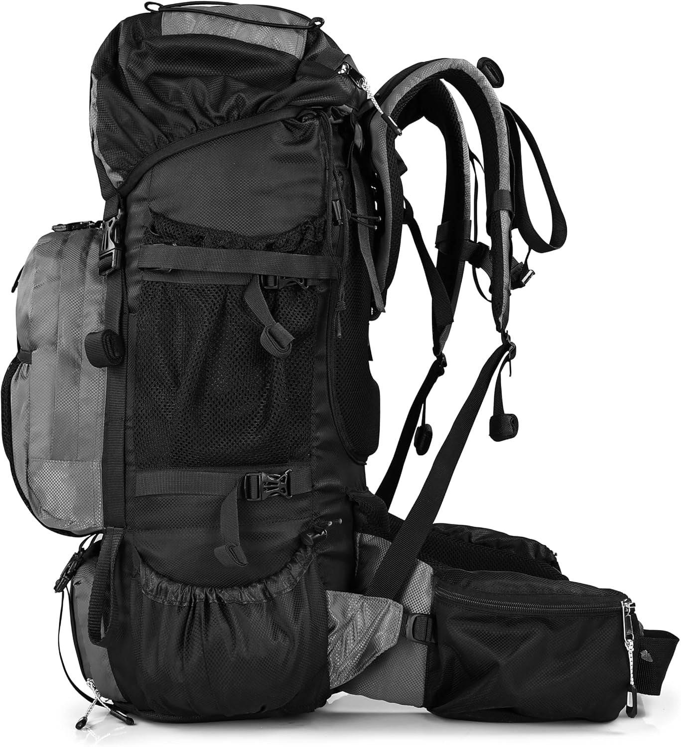 Expedition 58L Internal Frame Hiking Backpack for Men and Women – Lightweight Waterproof Trekking & Camping Backpack with Rain Cover – Adjustable Back Length, Hydration Bladder Compatible