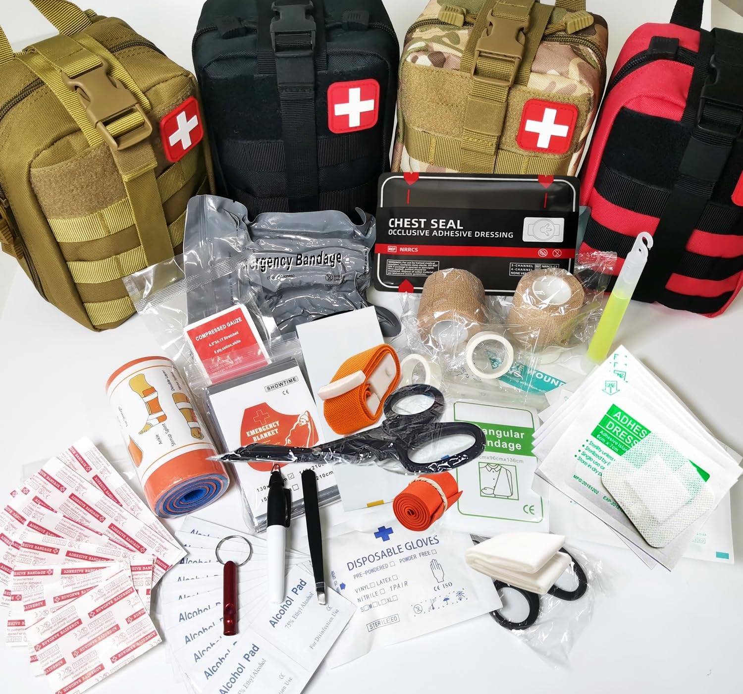 IFAK Kit Trauma Kit Military Medical First Aid Kits Bleeding Contral Emergency Survival Bug Out Bag for Camping Gear Supplies Hiking (Red)