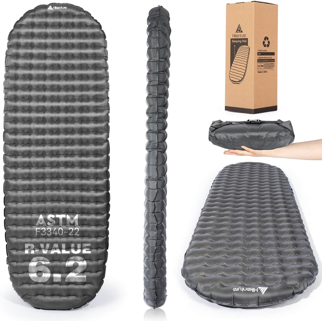 Camping Sleeping Pad with 6.2 R-Value, Ultralight Camping Mattress for All Season, Compact & Insulated Sleeping Mat for Backpacking,Hiking,Outdoor