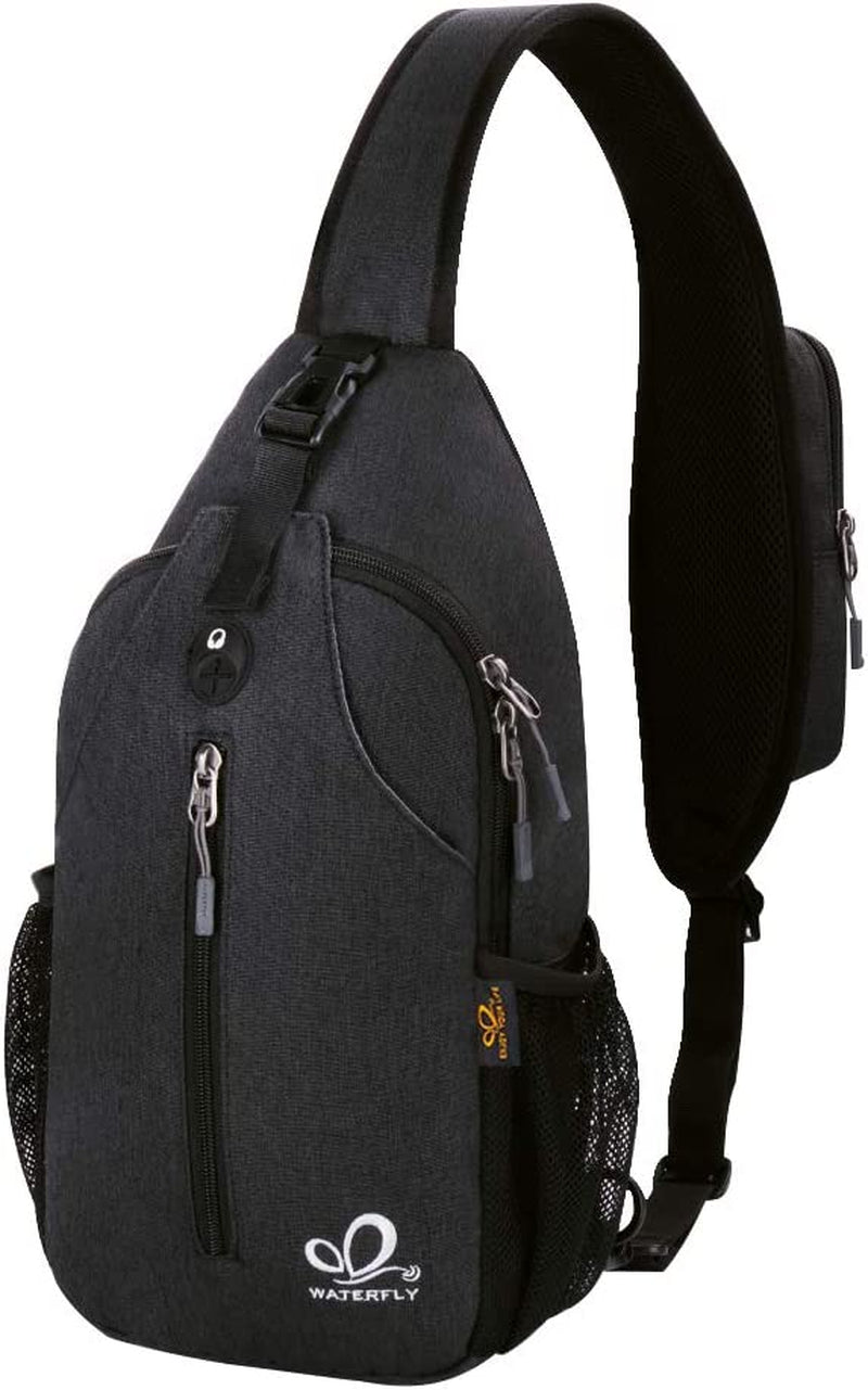 Crossbody Sling Backpack Sling Bag Travel Hiking Chest Bag Daypack (Black) | Small Hiking Bag,Multi-Compartment Storage,Water-Resistant,Breathable Back Pad,Reversible Adjustable Shoulder Strap