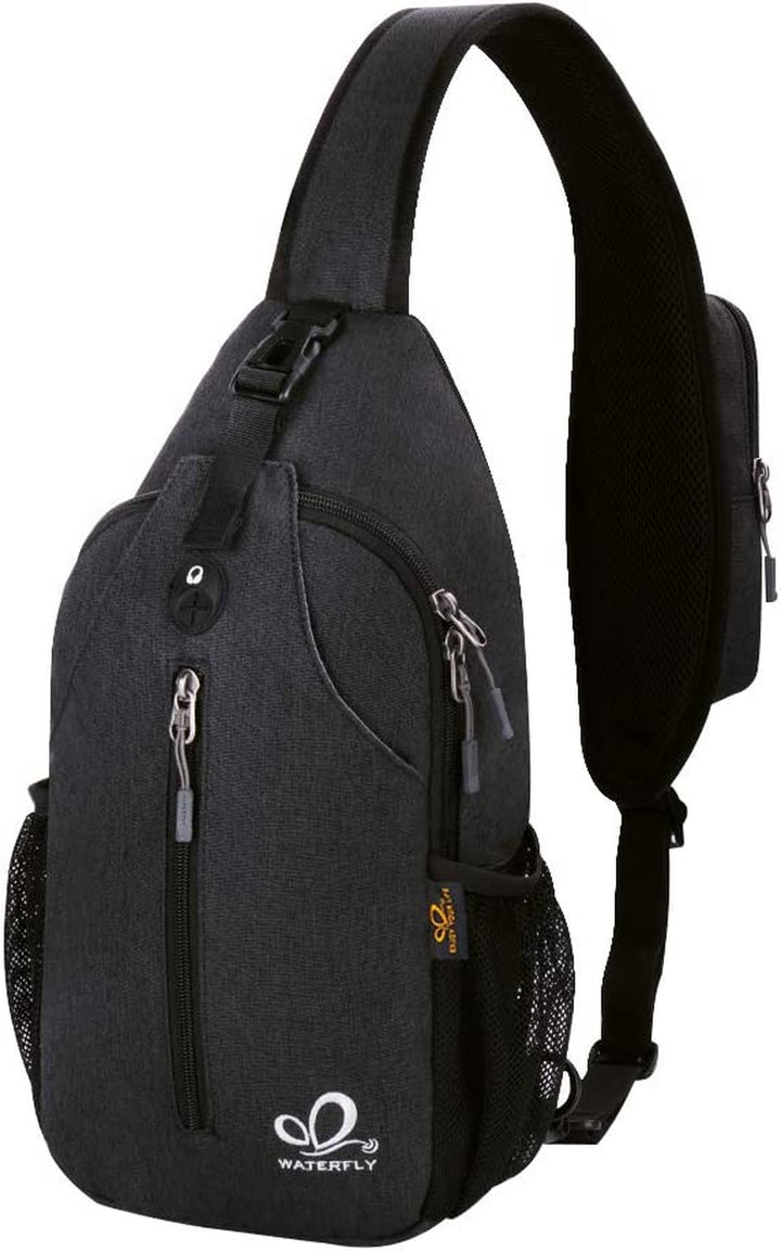 Crossbody Sling Backpack Sling Bag Travel Hiking Chest Bag Daypack (Black) | Small Hiking Bag,Multi-Compartment Storage,Water-Resistant,Breathable Back Pad,Reversible Adjustable Shoulder Strap