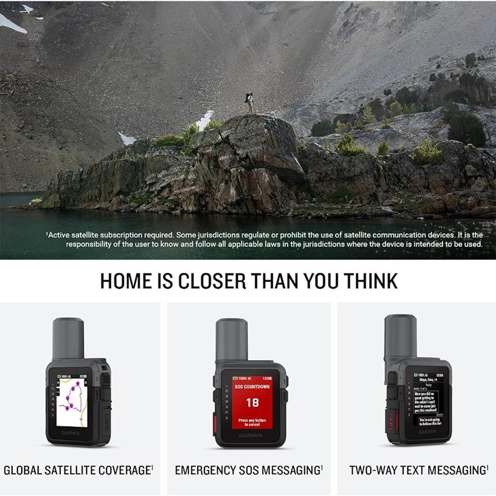 Garmin Inreach Mini 3, Rugged Compact Global Satellite Communicator with Color Touchscreen, Two-Way Texting, Emergency SOS Messaging - Bundle W/Deco Essentials Lanyard, Strap & LED Lantern