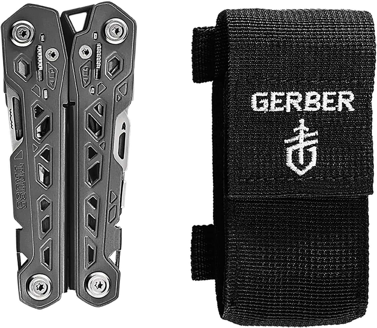 Gear Truss 17-In-1 EDC Needle Nose Pliers Multi Tool - Includes Pocket Knife, Screwdriver, and Bottle Opener Accessories - Gifts for Men, Fishing and Camping Gear - Gray with Standard Sheath