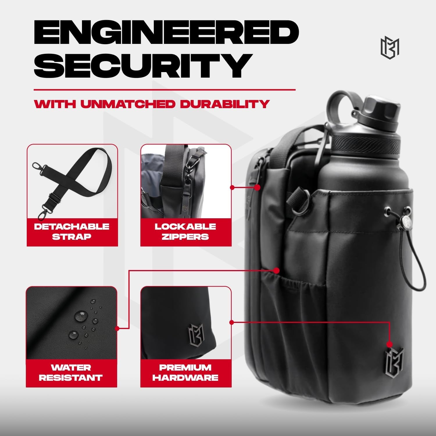 Magnetic Bottle Bag Sling Bag for Men and Women | Gym Bag for Gym, Travel, Work, and Sports | Keep Your Items off the Dirty Gym Floor with Magnetic Attachment (Black)
