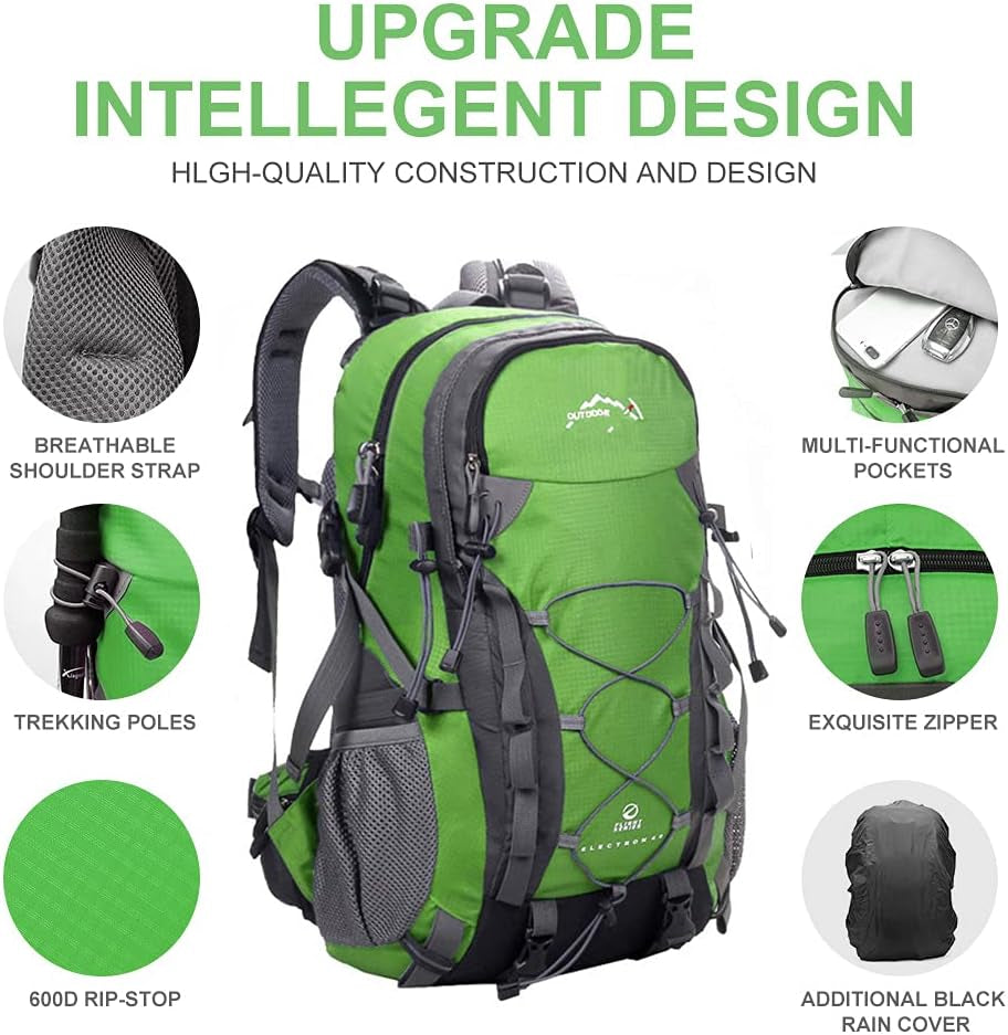 INOXTO Lightweight Hiking Backpack 35L/40L Hiking Daypack with Waterproof Rain Cover for Travel Camping Outdoor Men and Women