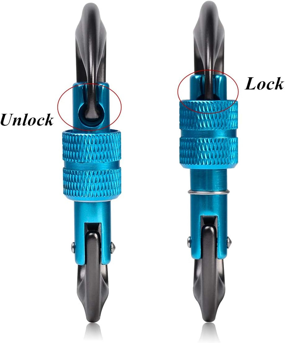12Kn (2697 Lbs) Heavy Duty Locking Carabiner Clips for Outdoor, Camping, Hiking, Securing Pets, Hammock, Dog Leash Harness