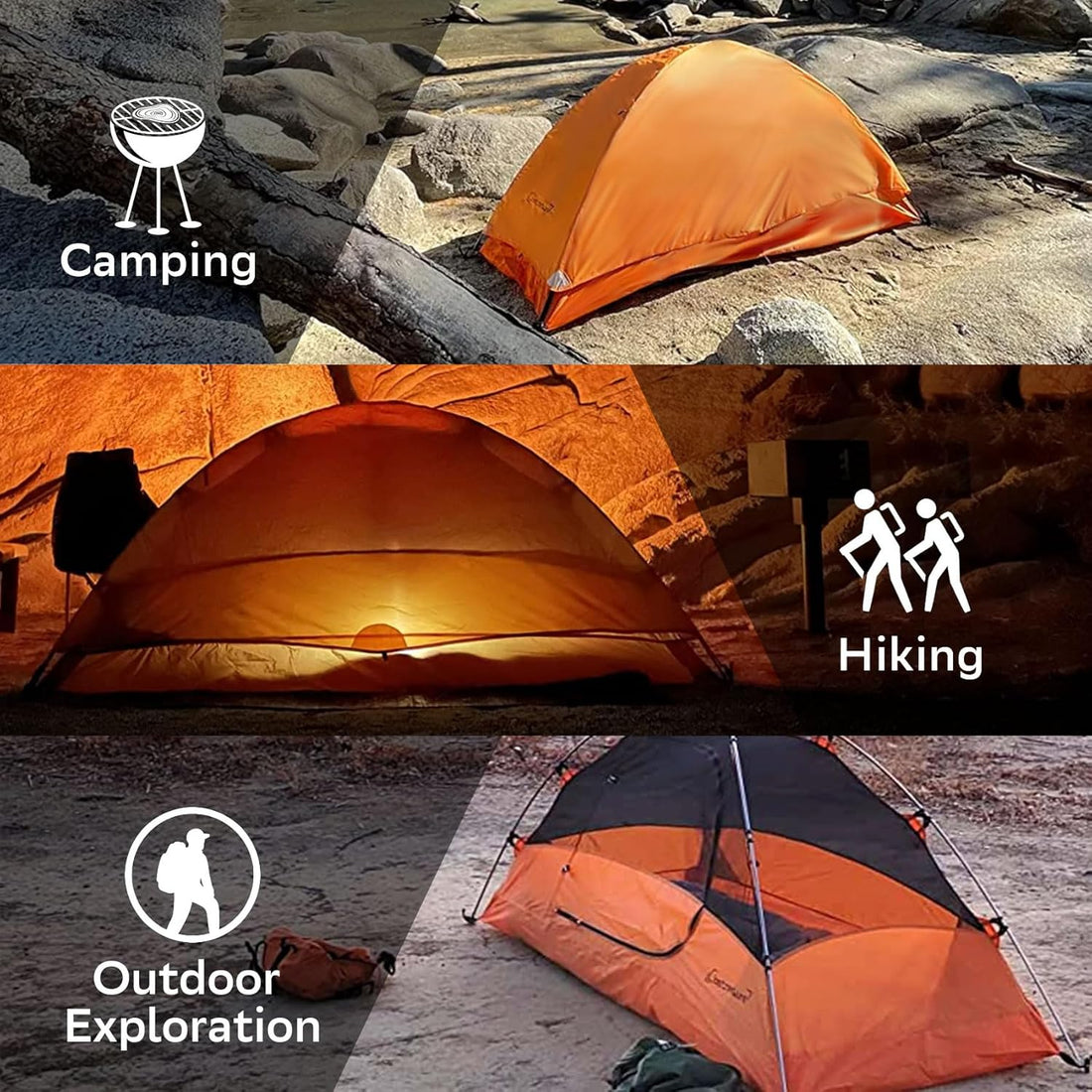 1/2/3/4 Person Lightweight Backpacking Tent, Easy Setup Tent | Aluminum Pole, PU 5000, Ultralight, Freestanding, Durable, Waterproof, Compact, Camping Tent for Hiking and Mountaineering