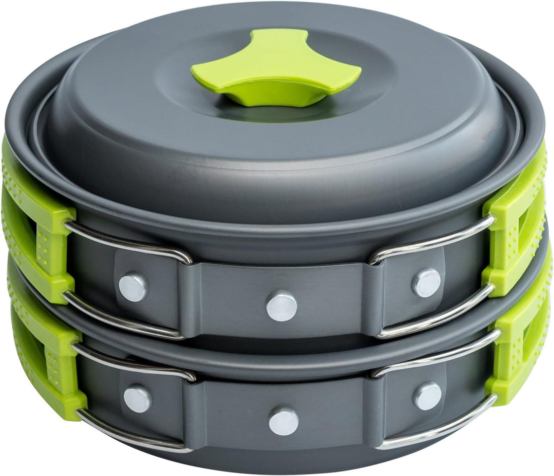 Camping Cookware Mess Kit for Backpacking Gear – Camping Cooking Set - Camping Pots and Pans Set - Backpacking Stove/Portable Stove Compatible - Camp Kitchen Equipment Accessories Pot