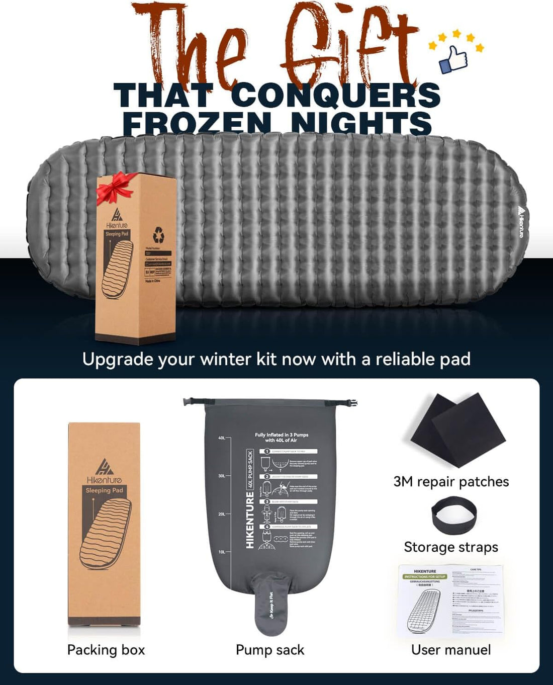 Camping Sleeping Pad with 6.2 R-Value, Ultralight Camping Mattress for All Season, Compact & Insulated Sleeping Mat for Backpacking,Hiking,Outdoor