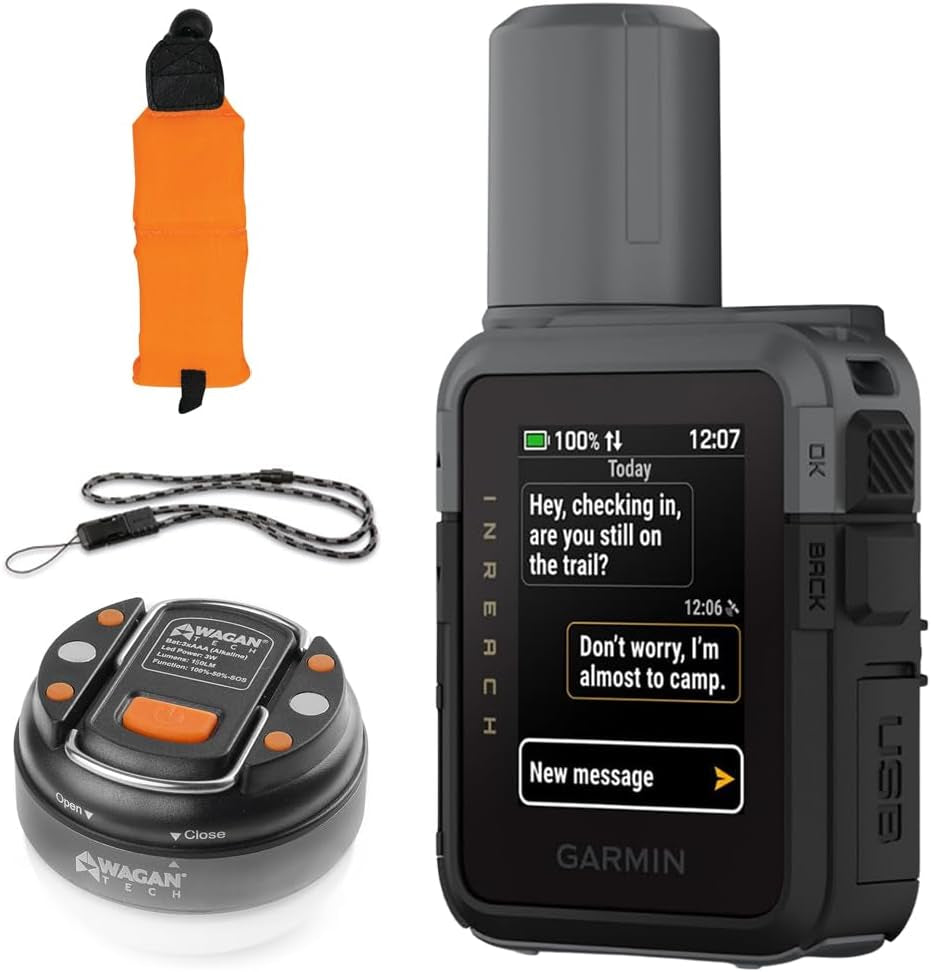 Garmin Inreach Mini 3, Rugged Compact Global Satellite Communicator with Color Touchscreen, Two-Way Texting, Emergency SOS Messaging - Bundle W/Deco Essentials Lanyard, Strap & LED Lantern