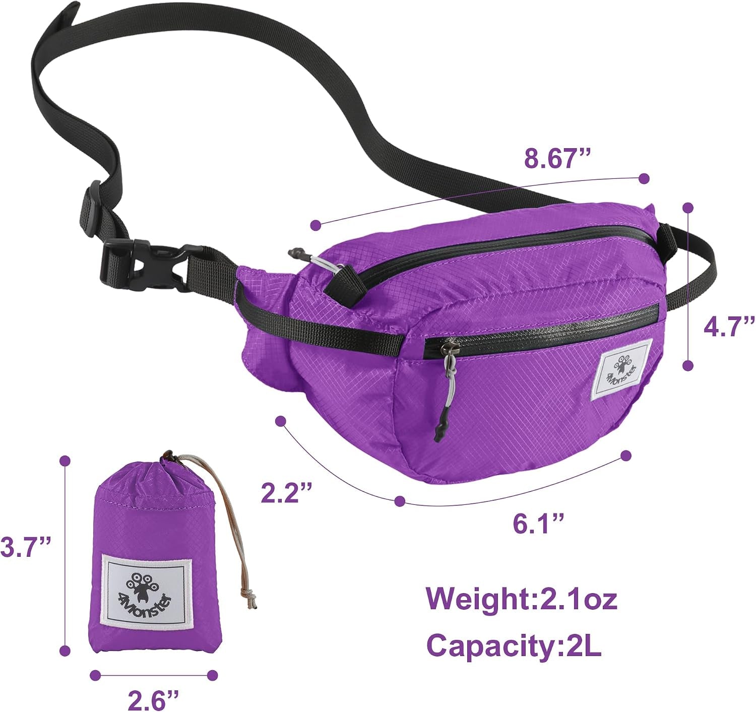 Hiking Waist Packs Portable,Water Resistant Fanny Bag with Adjustable Strap,Lightweight Crossbody Chest Bag Slim Bag