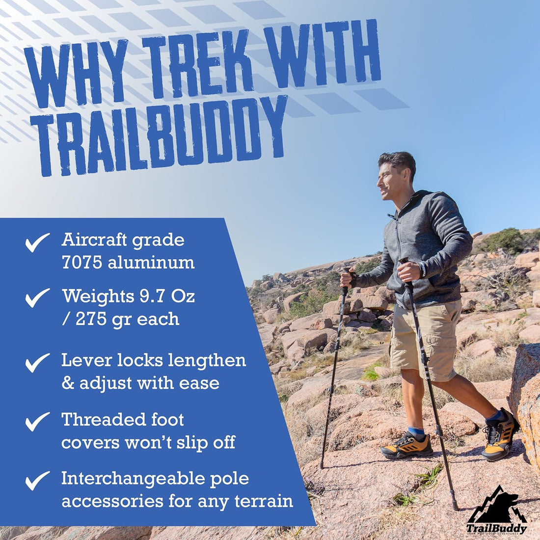 Trekking Poles – Lightweight 7075 Aluminum Hiking Poles for Women, Men & Seniors – Collapsible Walking Sticks for Travel, Trails & Balance