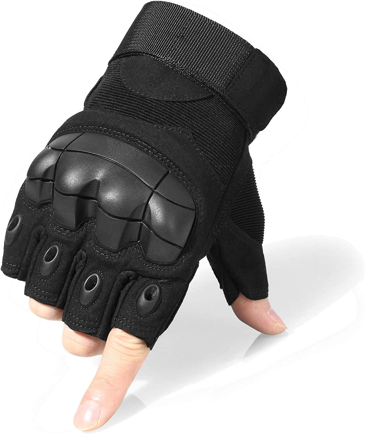 Tactical Fingerless Gloves Men Women, Breathable Anti-Slip | Impact Resistant, Breathable Nylon, Quick-Dry, Anti-Slip, Adjustable Wrist, for Motorcycle Cycling Work Airsoft Paintball