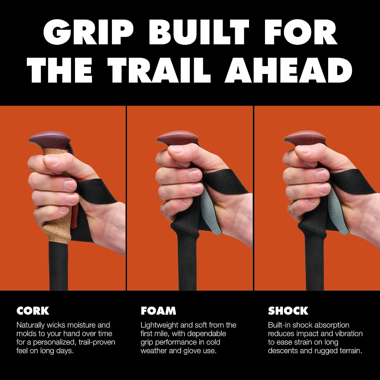 Trail Trekking Poles (Pair), Lightweight, Aluminum, Hiking