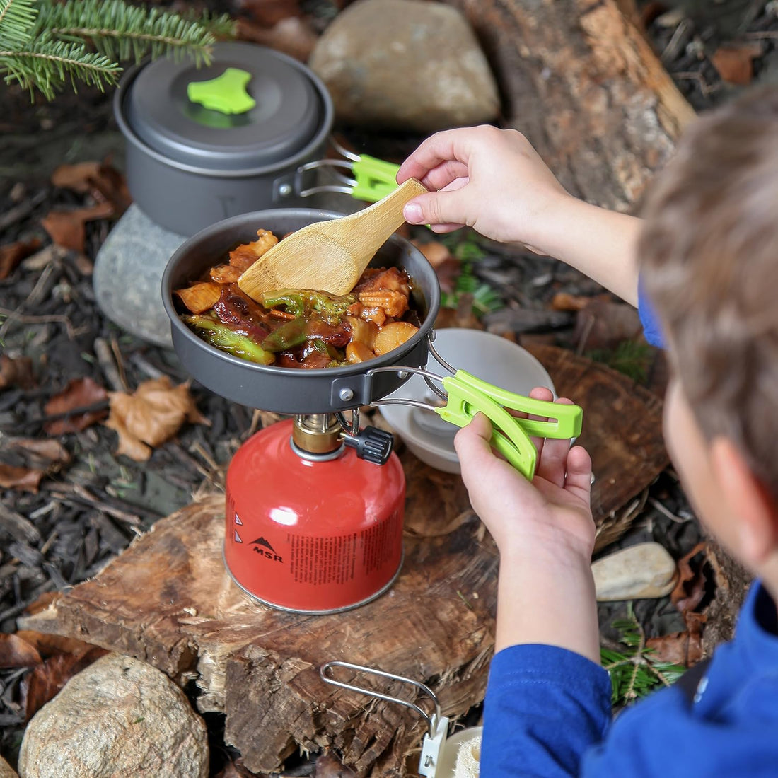 Camping Cookware Mess Kit for Backpacking Gear – Camping Cooking Set - Camping Pots and Pans Set - Backpacking Stove/Portable Stove Compatible - Camp Kitchen Equipment Accessories Pot