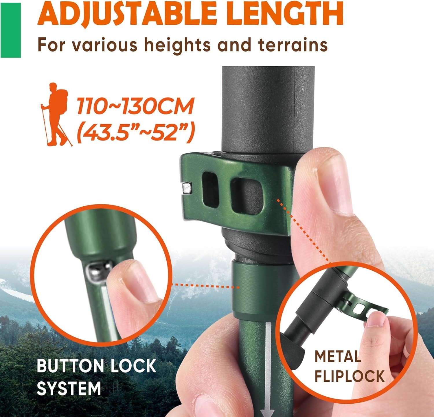 Trek-Z Cork Grip Collapsible Lightweight Hiking Trekking Poles | Adjustable Folding Aluminum Walking Stick for Men, Women and Seniors; Foldable, Retractable Staff for Travel and Balance
