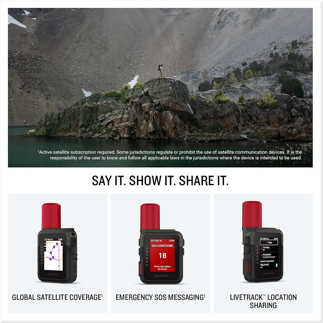 Garmin Inreach Mini 3 plus Satellite Communicator Color Touchscreen Bundle | for Off-Grid Messaging, SOS & Location Sharing | Interactive SOS | Livetrack | 350-Hour Battery + More