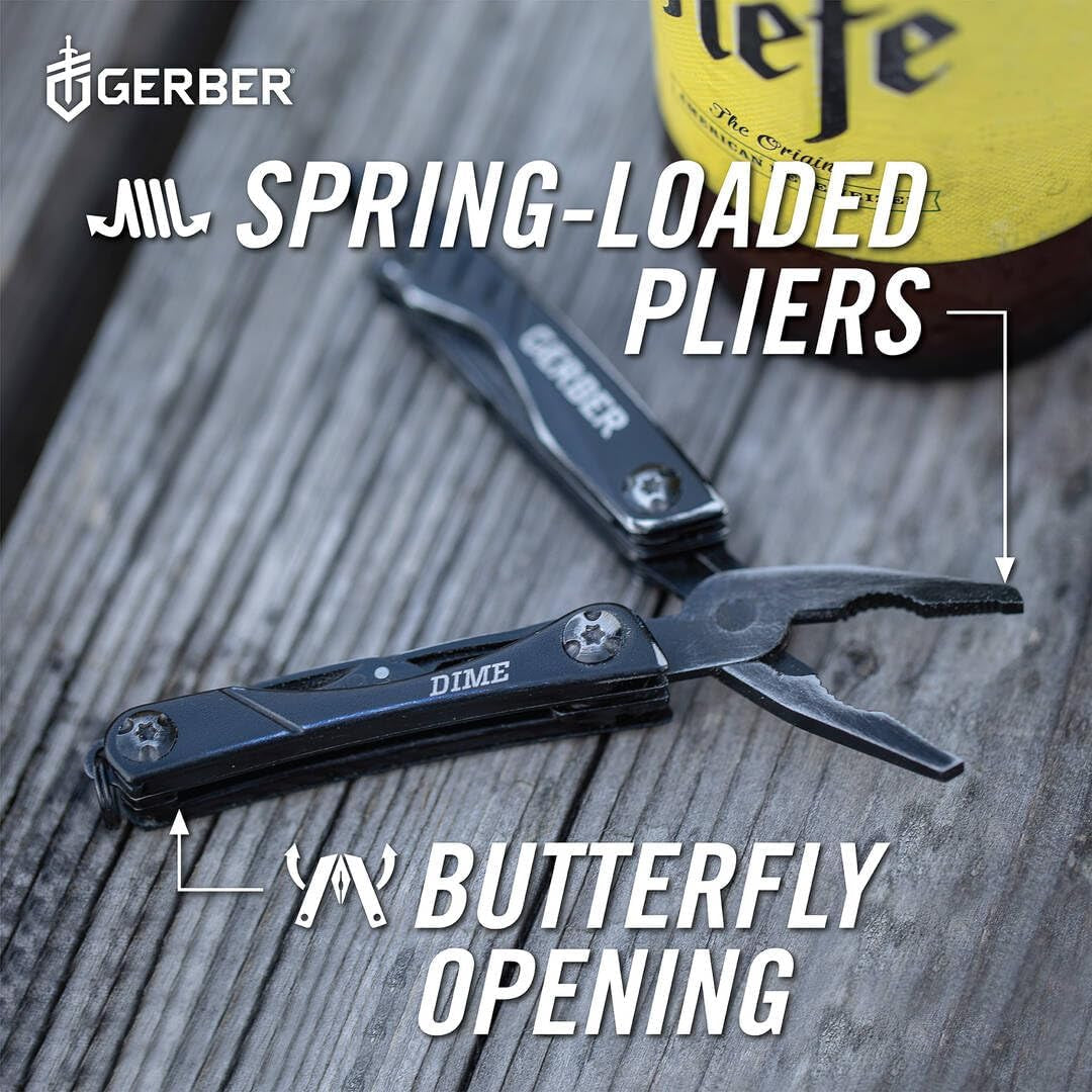 Dime 12-In-1 Mini Multitool Pliers, Pocket Knife,Bottle Opener,Black
