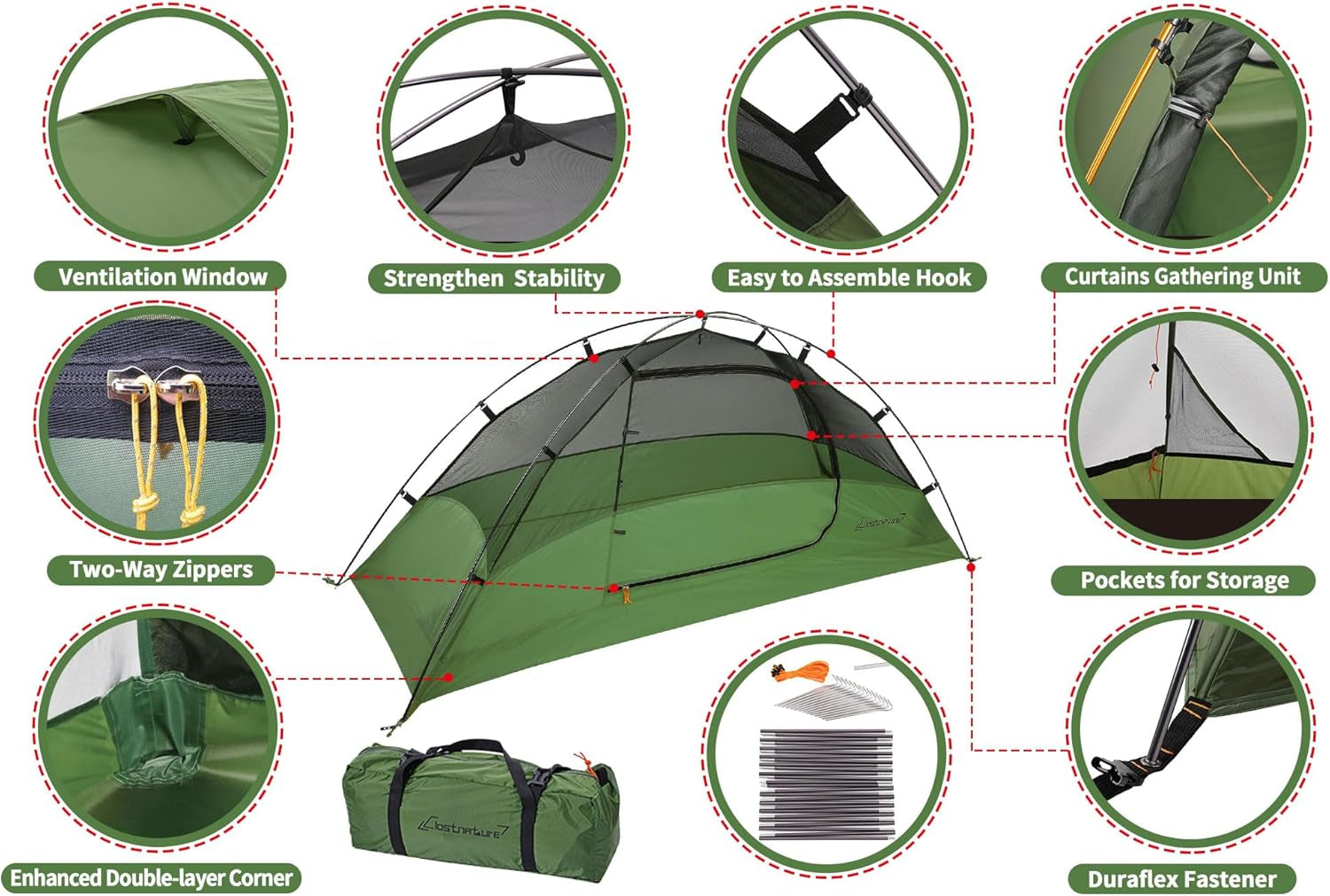 1/2/3/4 Person Lightweight Backpacking Tent, Easy Setup Tent | Aluminum Pole, PU 5000, Ultralight, Freestanding, Durable, Waterproof, Compact, Camping Tent for Hiking and Mountaineering