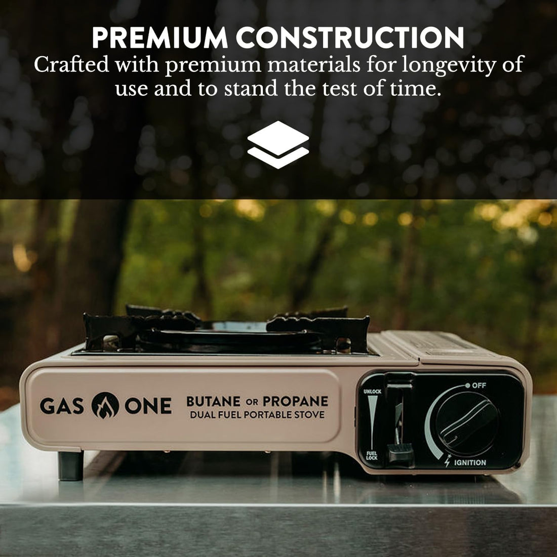 GS-3400P Propane or Butane Stove Dual Fuel Stove Portable Camping Stove - Patented - with Carrying Case Great for Emergency Preparedness Kit
