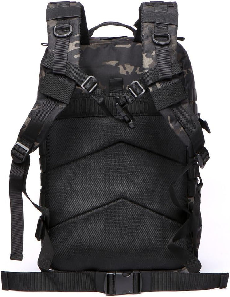 50L Sturdy Nylon Waterproof Fishing Hunting Backpack Outdoor Military Rucksacks Tactical Sports Camping Hiking (Camo Black)