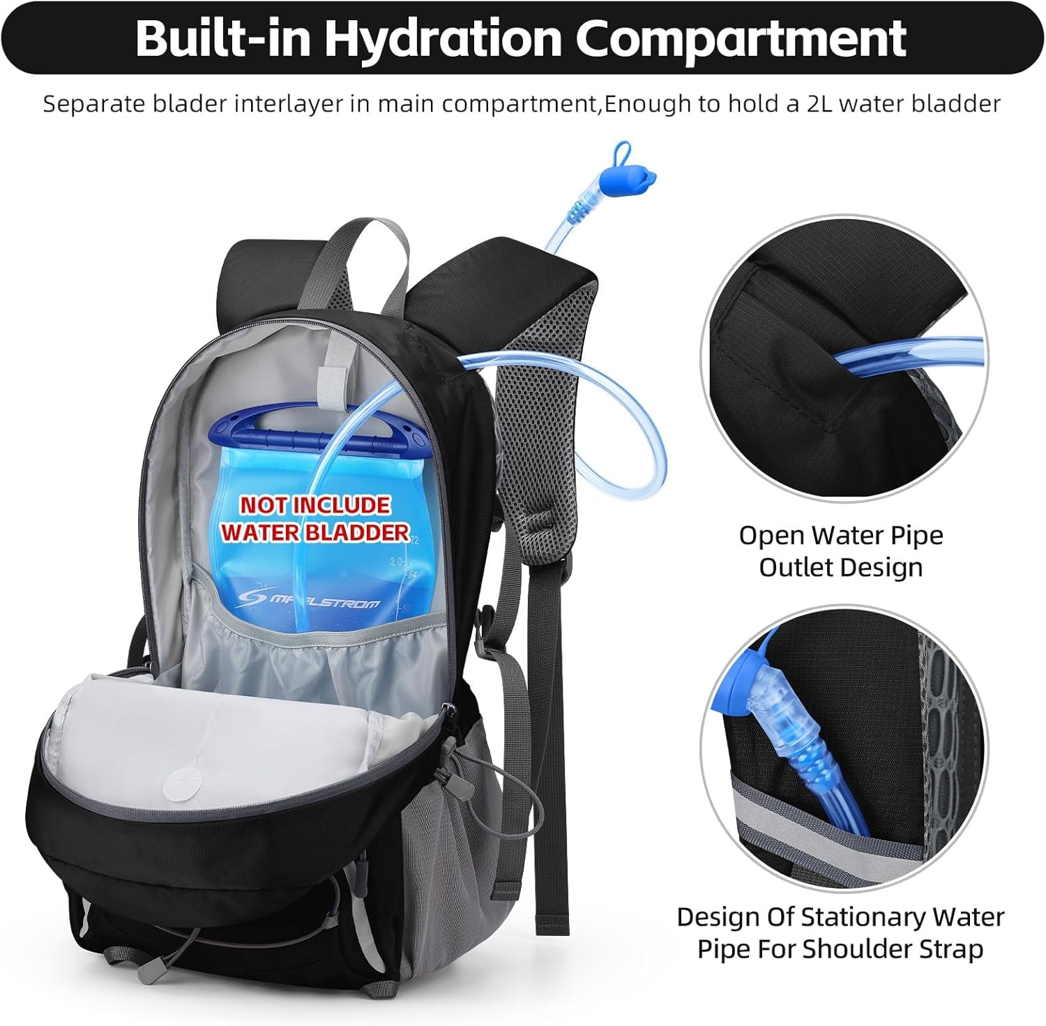 20L Lightweight Hiking Backpack, Waterproof Daypack for Camping | 210D Tear-Resistant Nylon, Breathable Shoulder and Back Panel, Multi-Compartment,Hydration System,Reflective Strip,Bungee Net