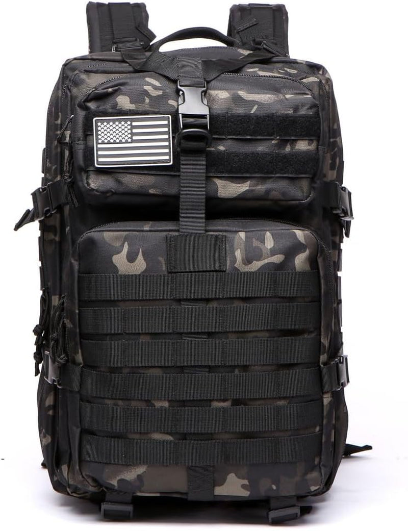 50L Sturdy Nylon Waterproof Fishing Hunting Backpack Outdoor Military Rucksacks Tactical Sports Camping Hiking (Camo Black)