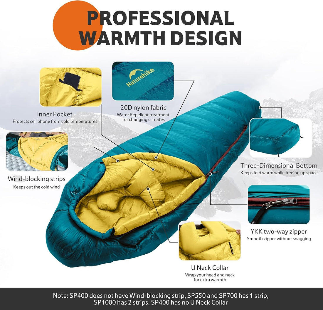 0 Degree RDS down Mummy Sleeping Bag for Adults, 650 Fill Power, Cold Weather Backpacking Sleeping Bag for Camping, Hiking, -1℉ 18℉ 30℉, YKK Zipper