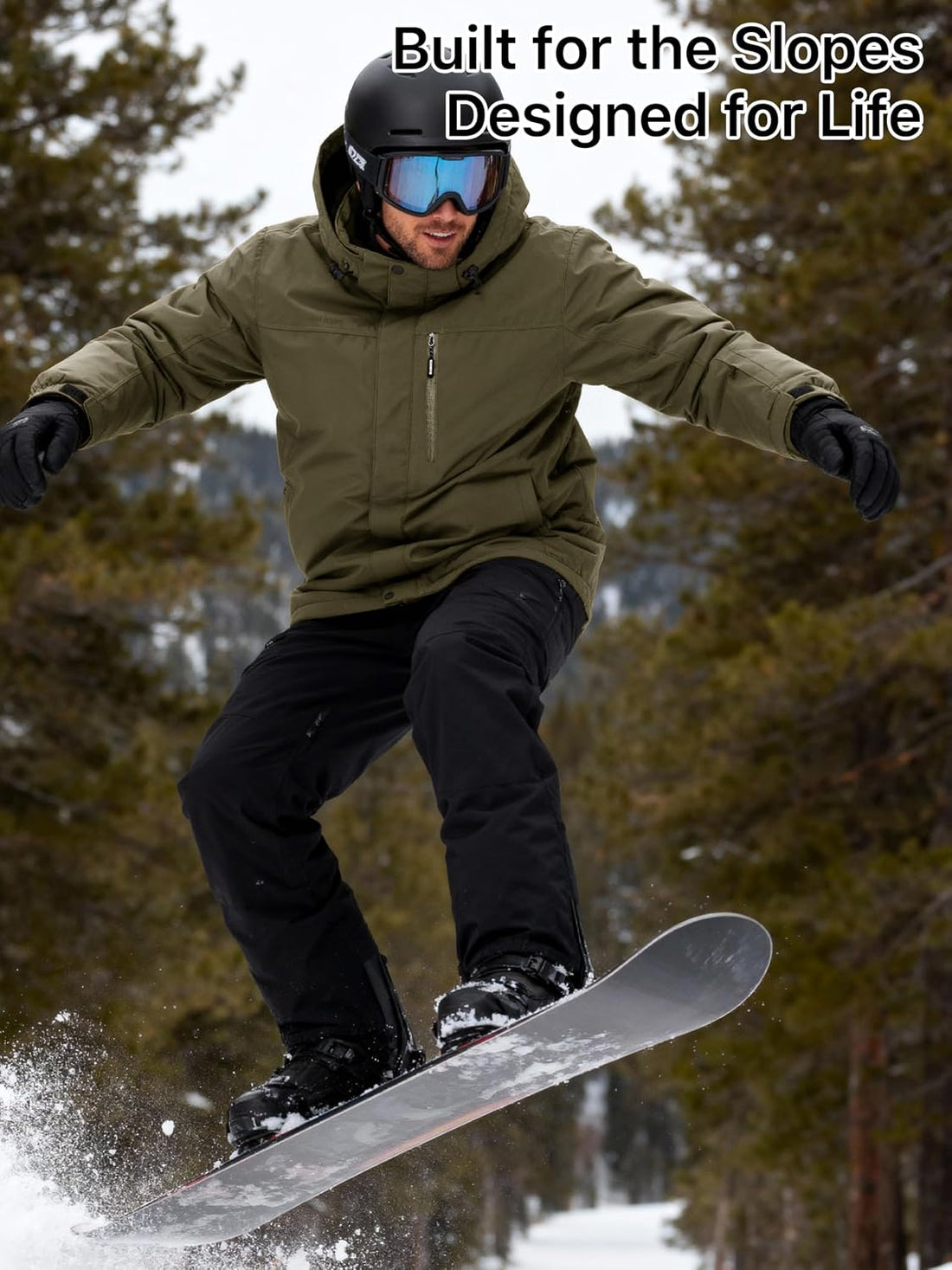 Men'S Waterproof Ski Snow Jacket Fleece Lined Warm Winter Rain Jacket with Hood Fully Taped Seams