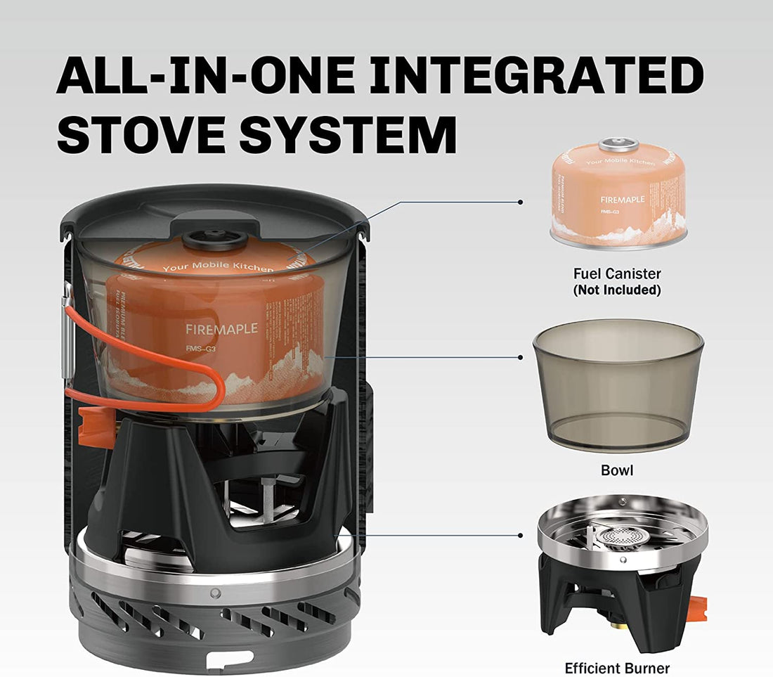 Fixed Star 1 Backpacking and Camping Stove System, Black 18Oz | 30% Faster Boil with HX Base, Piezo Ignition, Compact & Durable, All-In-One Pot, Compatible with Most Canisters, Portable