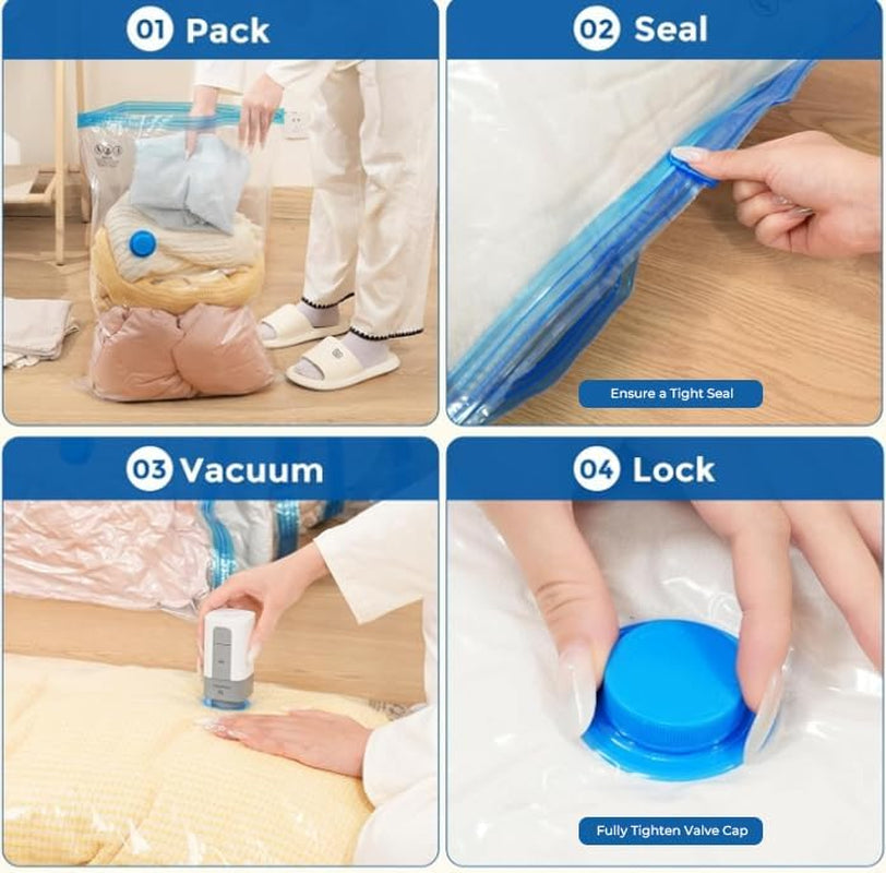 20 Combo Vacuum Storage Bags for Travel with Wireless Pump | Vacuum Seal Bags for Clothing Travel, Compression Packing Bags for Clothes and Blankets, Space Saver Bags in Carry-On Sizes